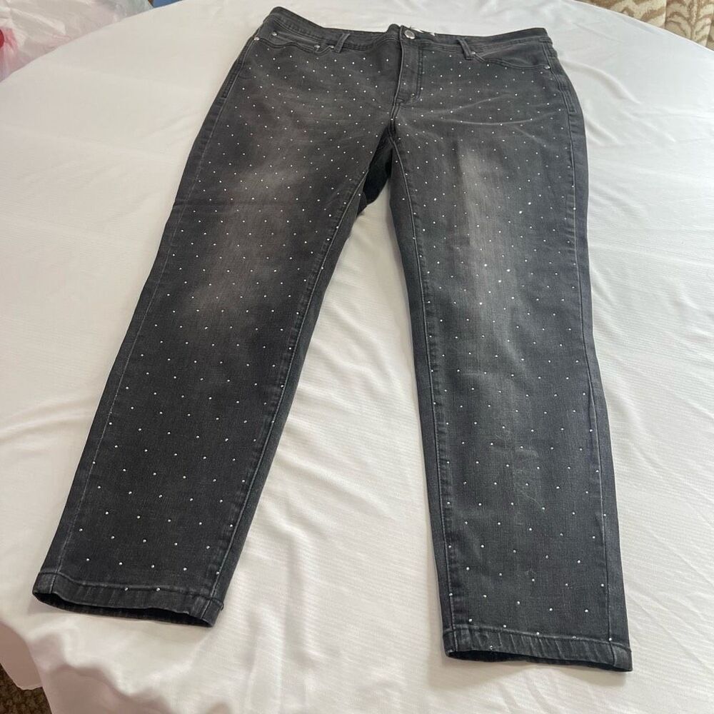RM Rebecca Minkoff Dark Grey Black Studded Denim Jeans Plus Size 18W